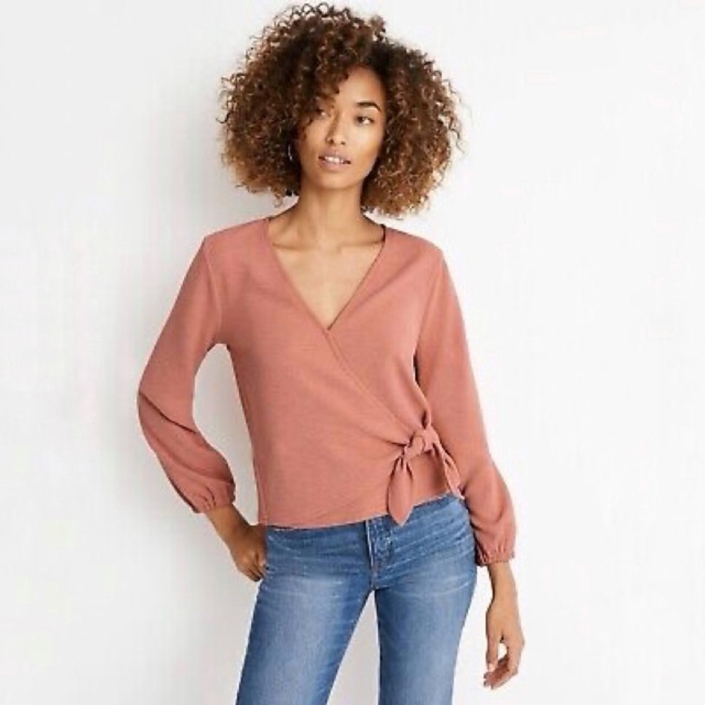 Madewell Texture & Thread Womens Top Crepe Wrap Terra Cotta‎ K3979